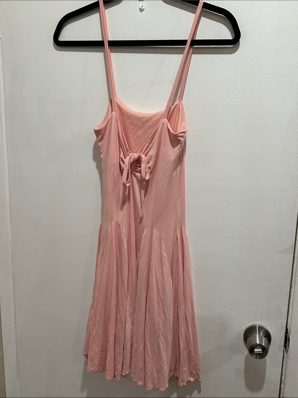 Dazy Soft Pink Spaghetti Strap Tie-Front mini dress
